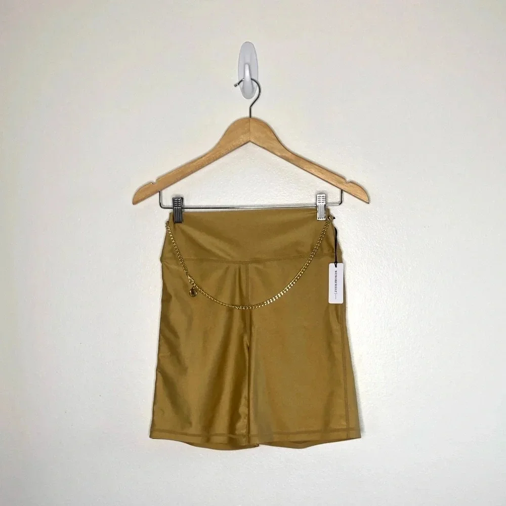 NWT WeWoreWhat Gold Chain Bike Shorts Medium - Picture 2 of 9